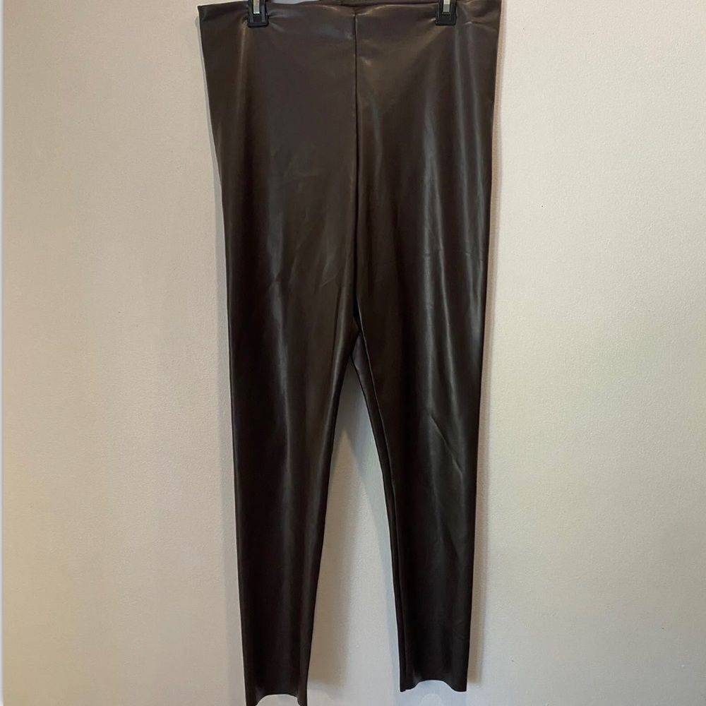 Joie Women’s Size XL Faux Leather Leggings Brown Pull-on Pants